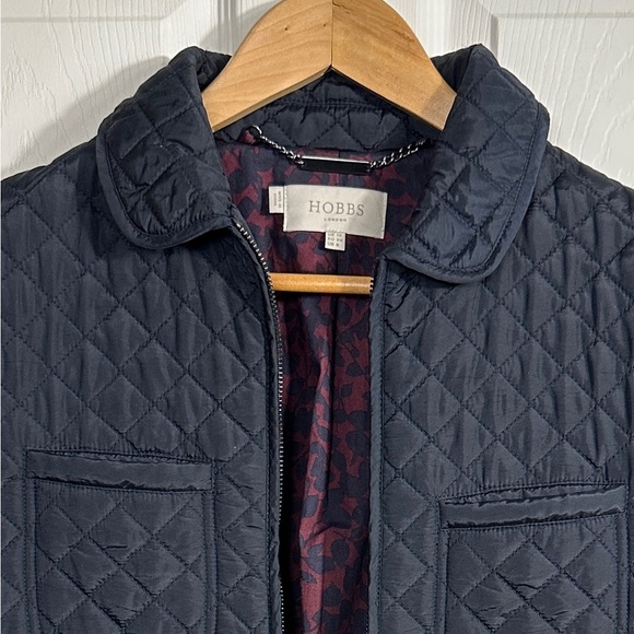 Hobbs London quilted jacket, navy, floral lining, size 6, classic, preppy, fall - Picture 3 of 14